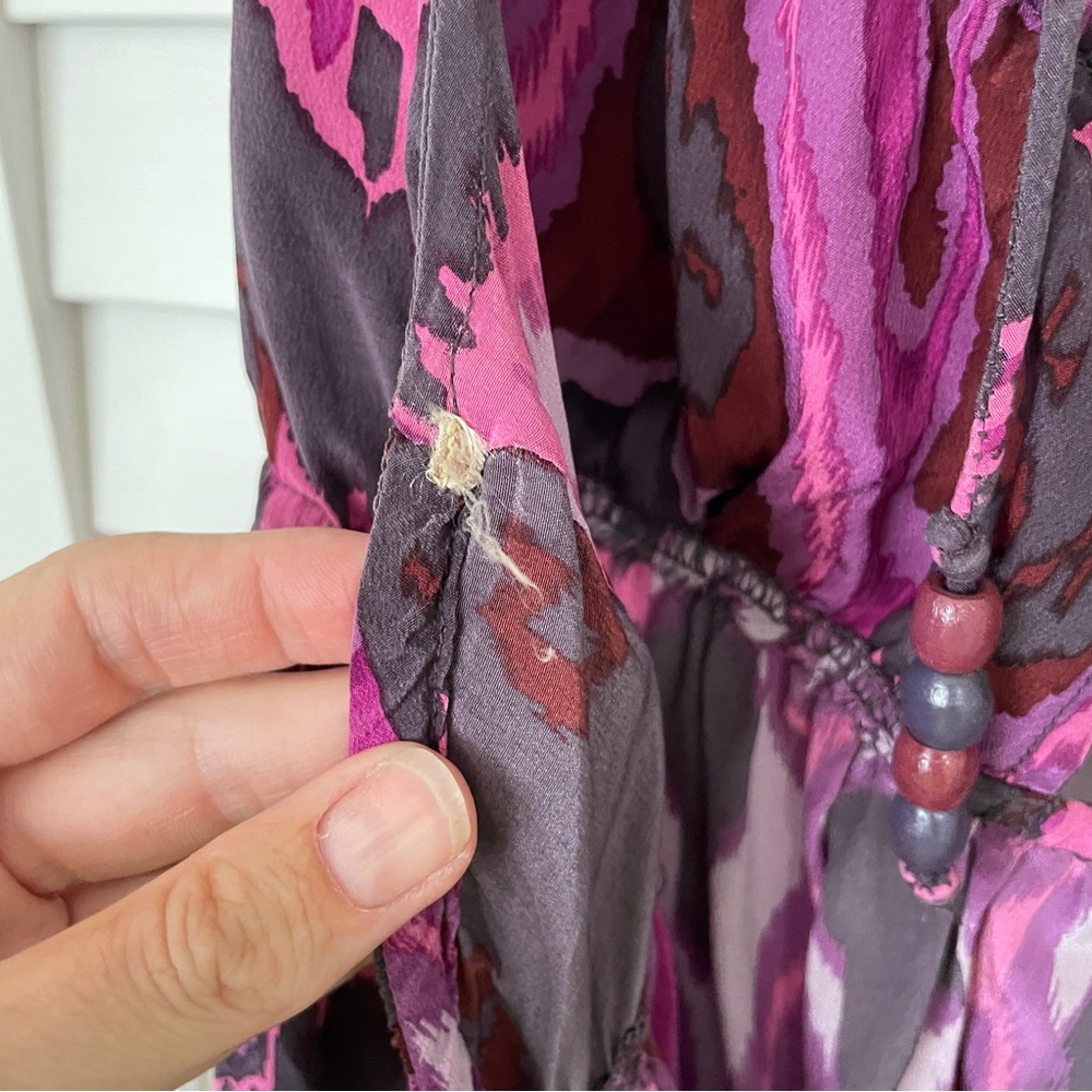 Plenty by Tracy Reese Purple Silk Halter Tie Dress Sz 10 Ikat Print - Picture 3 of 7